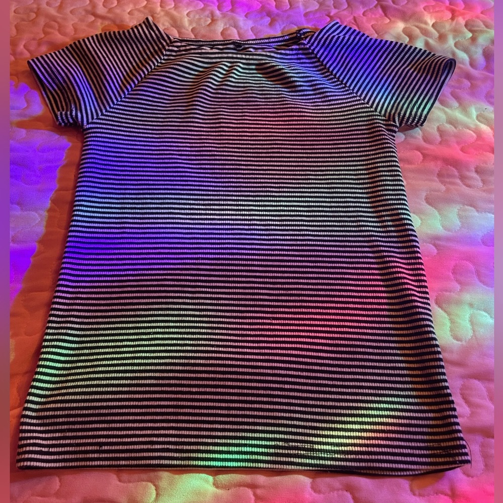 Small black and white striped crop top